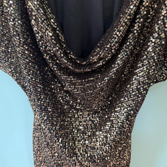 Express Women’s Sequin Black and Gold Mini Dress Size Small Taylor Swift Dress - Picture 8 of 9